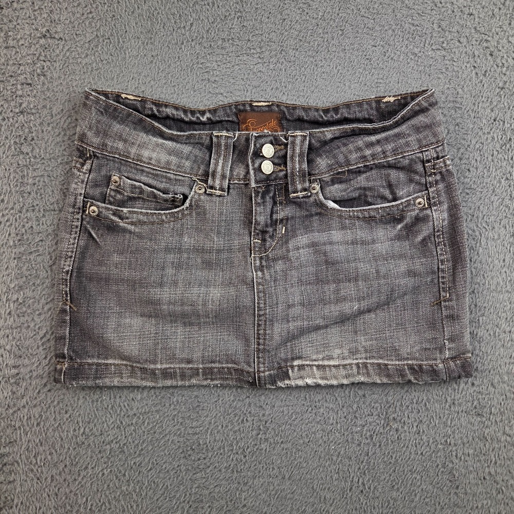 Y2K Aeropostale Denim Mini Skirt Women's 00 Black/Gray Whiskered Jean Short